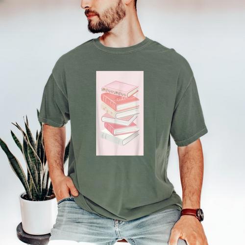 Books Flowers Art Flower Stack Pastel Feminine Men's Comfort Colors T-Shirt - Bookorys UK