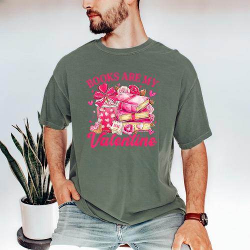 Books Are My Valentine Book Lover Heart Matching Party Men's Comfort Colors T-Shirt - Bookorys