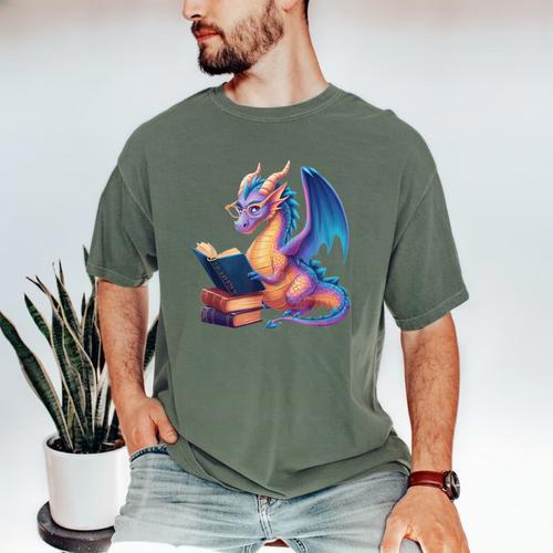 Bookworm Book Lover Women Girls Dragon Reading Men's Comfort Colors T-Shirt - Bookorys