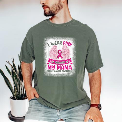 Breast Cancer Wings Shirt I Wear Pink In Memory Of My Mama Men's Comfort Colors T-Shirt - Easessy