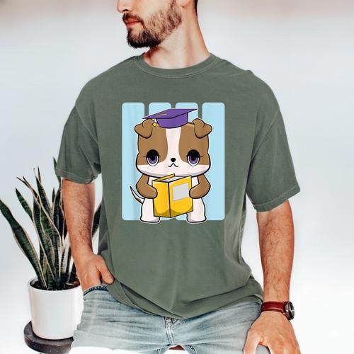 Bulldog Anime Pup Graduation Men's Comfort Colors T-Shirt - Best Gift Smart