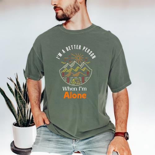 Camping Alone Meme Campfire Introvert Camper Men's Comfort Colors T-Shirt - Raresse