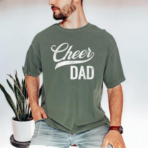 Cheer Dad Green Cheerleading Matching Parents Men's Comfort Colors T-Shirt - Father's Day Fun