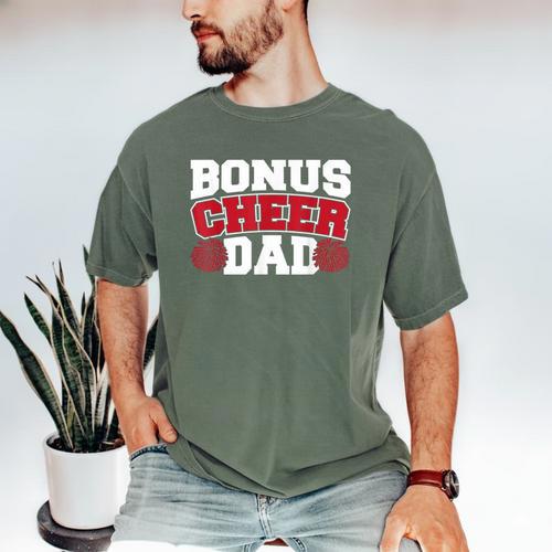 Cheer Stepdad Bonus Cheer Dad Red Men's Comfort Colors T-Shirt - Father's Day Fun