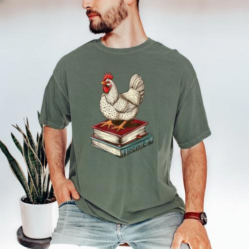 Chicken Books Back To School First Day Of School Boys Girls Men's Comfort Colors T-Shirt - Bookorys DE