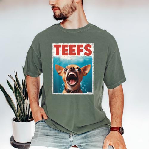 Chihuahua Teefs Top Teeth Chi Jowls Paws Dog Mom Dad Men's Comfort Colors T-Shirt - Father's Day Fun