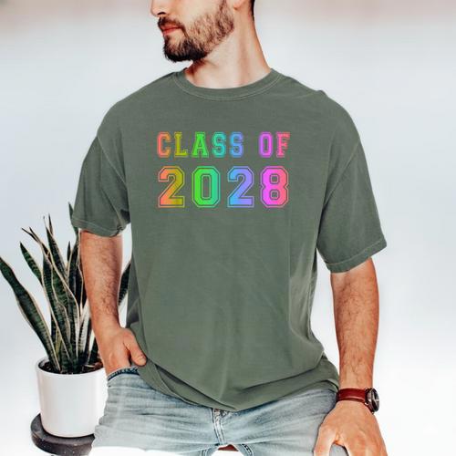 Class Of 2028 High School Graduation Date Graduate T Shirt Men's Comfort Colors T-Shirt - Best Gift Smart
