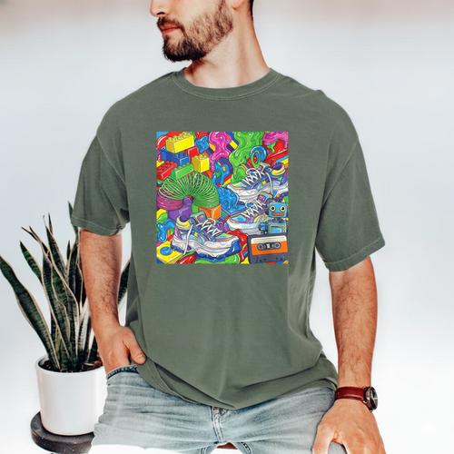 Colorful Kidcore 90s Nostalgia Meme Sneakers Robot Toy Slime Men's Comfort Colors T-Shirt - Figerry