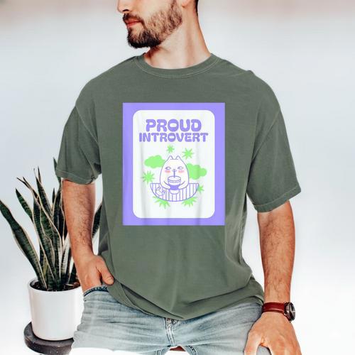 Cool Fun Cute Proud Introvert Cat Character For Men Women Men's Comfort Colors T-Shirt - Raresse