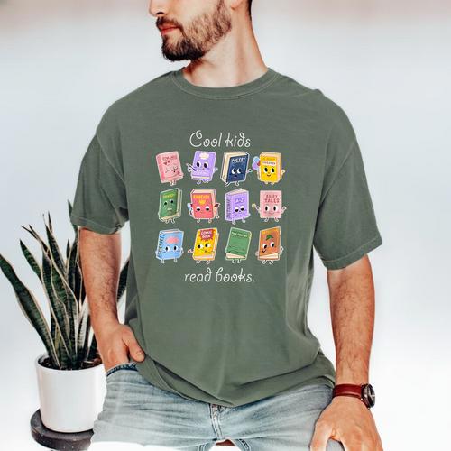 Cool Kids Read Books School Librarian Reading Teacher Men's Comfort Colors T-Shirt - Bookorys CA