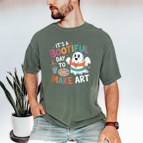 Cute Ghost Book Halloween Spooky Boo School Art Teacher Men's Comfort Colors T-Shirt - Bookorys AU