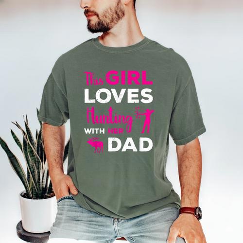 Cute Girls Hunting Dad Daughter Hunting Buddy Hunter Men's Comfort Colors T-Shirt - Father's Day Fun