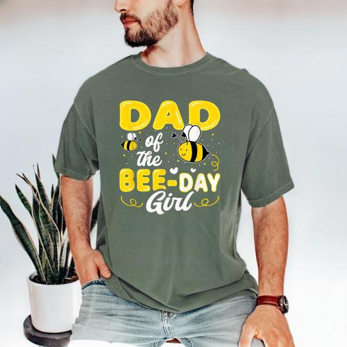 Dad Of The Bee Day Girl Hive Party Matching Birthday Sweet Men's Comfort Colors T-Shirt - Father's Day Fun