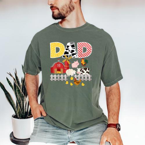Dad Birthday Boy Farm Animal Farming Farmer Family B-Day Men's Comfort Colors T-Shirt - Father's Day Fun