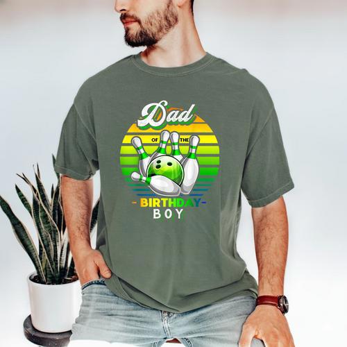 Dad Of The Birthday Boy Matching Family Bowling Birthday Men's Comfort Colors T-Shirt - Father's Day Fun