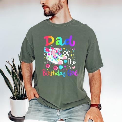 Dad Of The Birthday Girl Skater Roller Skate Family Party Men's Comfort Colors T-Shirt - Father's Day Fun