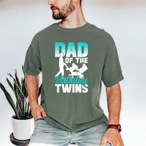 Dad Of The Birthday Twins Celebrate Cute Twin Father Daddy Men's Comfort Colors T-Shirt - Father's Day Fun