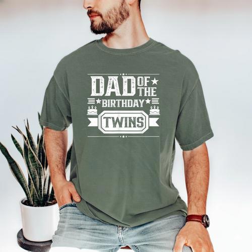 Dad Of The Birthday Twins Cute Twin Celebrate Father Daddy Men's Comfort Colors T-Shirt - Father's Day Fun