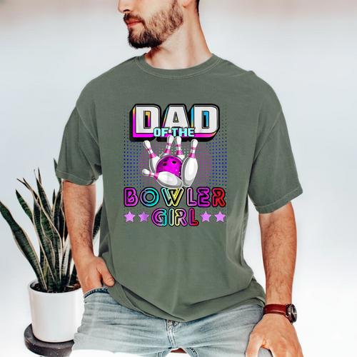 Dad Of The Bowler Girl Matching Family Bowling Birthday Men's Comfort Colors T-Shirt - Father's Day Fun