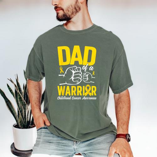 Dad Of A Childhood Cancer Warrior Childhood Cancer Awareness Men's Comfort Colors T-Shirt - Father's Day Fun