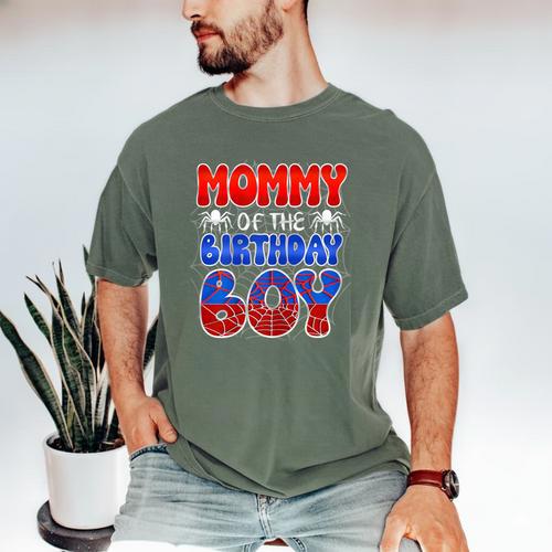 Dad And Mom Mommy Birthday Boy Spider Family Matching Men's Comfort Colors T-Shirt - Father's Day Fun