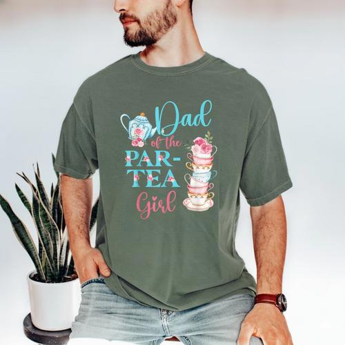 Dad Of The Par-Tea Girl Floral Tea Party Birthday Family Men's Comfort Colors T-Shirt - Father's Day Fun