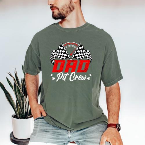 Dad Pit Crew Birthday Party Race Car Lover Racing Family Men's Comfort Colors T-Shirt - Father's Day Fun