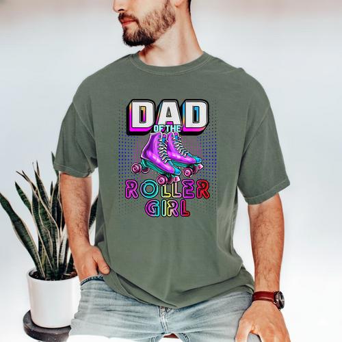 Dad Of Roller Girl Roller Skating Birthday Matching Family Men's Comfort Colors T-Shirt - Father's Day Fun