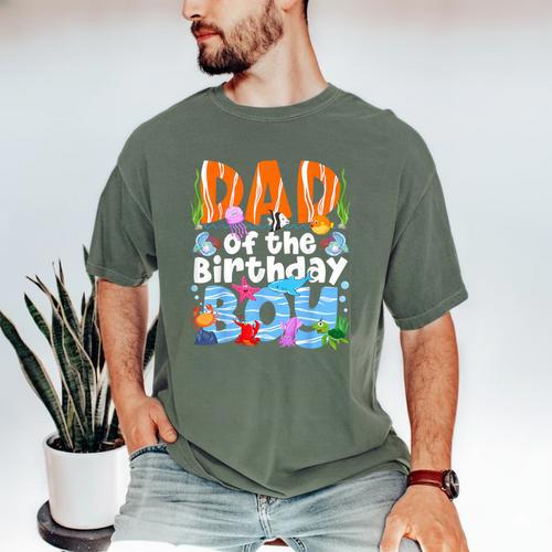 Dad Under Sea Birthday Party Boys Ocean Sea Animals Themed Men's Comfort Colors T-Shirt - Father's Day Fun