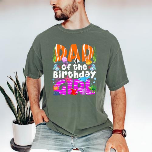Dad Under Sea Birthday Party Girls Ocean Sea Animals Themed Men's Comfort Colors T-Shirt - Father's Day Fun