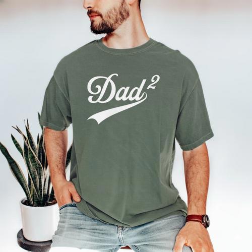 Dad Of Two Promoted For The Second Time Daddy Squared Men's Comfort Colors T-Shirt - Father's Day Fun