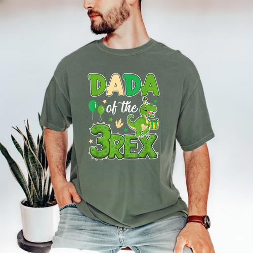 Dada Of The Three Rex Birthday Dinosaur Family Matching Men's Comfort Colors T-Shirt - Father's Day Fun