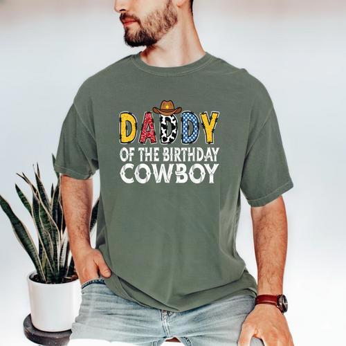 Daddy 1st Birthday Cowboy Western Daddy Birthday Boy Men's Comfort Colors T-Shirt - Father's Day Fun