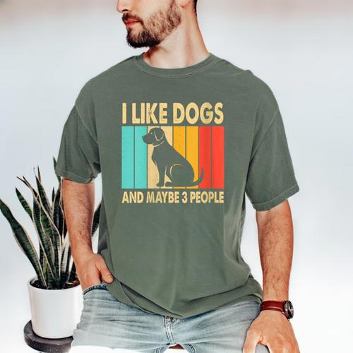 I Like Dogs And Maybe 3 People Introvert Men's Comfort Colors T-Shirt - Raresse