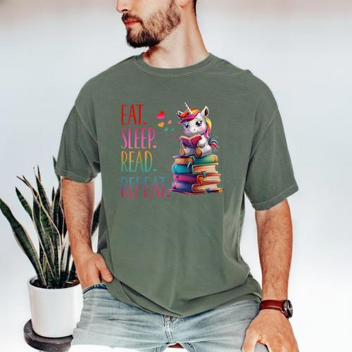 Eat Sleep Read Repeat Unicorn Read Book Reading Lovers Kids Men's Comfort Colors T-Shirt - Bookorys