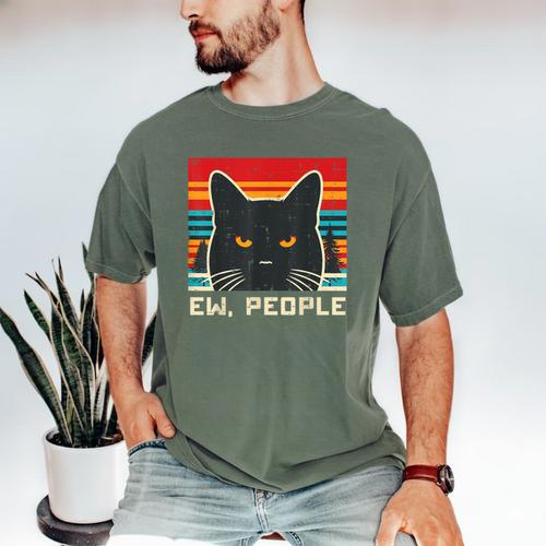 Ew People Cat Saying Introvert Women Men Kids Men's Comfort Colors T-Shirt - Raresse