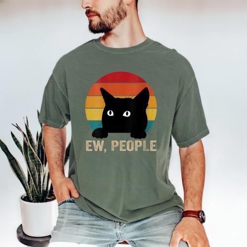 Ew People Introvert Cat Lover Cat Lady Vintage Men's Comfort Colors T-Shirt - Raresse