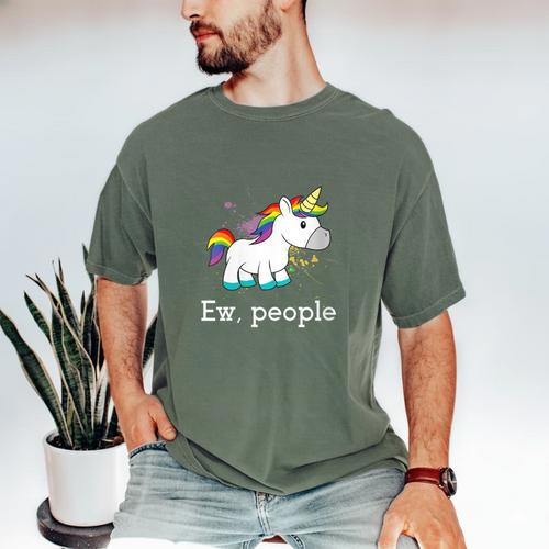 Ew People Unicorn Lover Introvert Rainbow Unicorn Men's Comfort Colors T-Shirt - Raresse