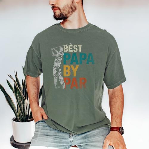 Fathers Day Golfer Dad Golfing Best Papa By Par Golf Men's Comfort Colors T-Shirt - Father's Day Fun