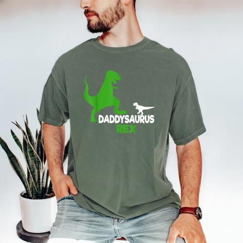 Father's Day Idea Daddysaurus Rex T-Shirt Men's Comfort Colors T-Shirt - Father's Day Fun