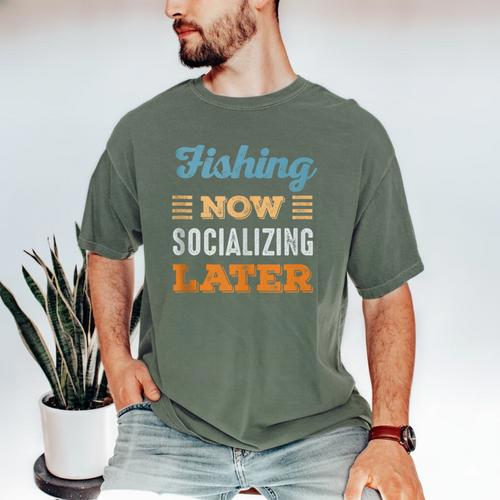 Fishing Now Minimal Socializing Introvert Vintage Men's Comfort Colors T-Shirt - Raresse