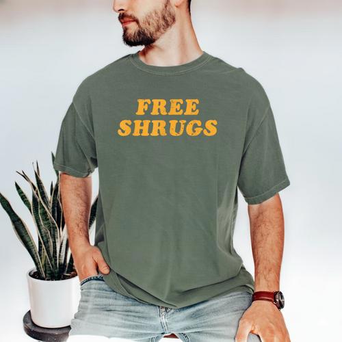 Free Shrugs Don't Care Introvert Men's Comfort Colors T-Shirt - Raresse