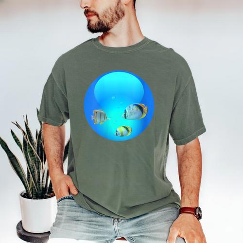 Frutiger Aero Aesthetic Tech Orb Fishes Men's Comfort Colors T-Shirt - Figerry