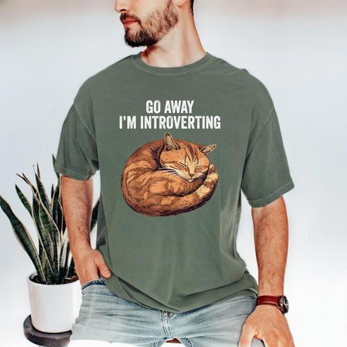 Go Away I'm Introverting Cat Introvert Men Women Girls Kids Men's Comfort Colors T-Shirt - Raresse