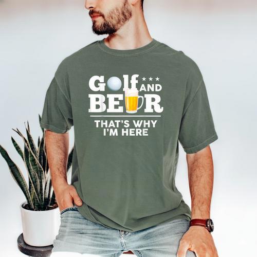 Golf And Beer Joke Dad Fathers Day Drinking Birthday Small Men's Comfort Colors T-Shirt - Father's Day Fun