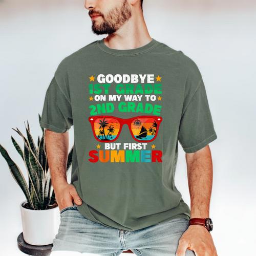 Goodbye 1st Grade First Summer Graduation Last Day Boys Men's Comfort Colors T-Shirt - Best Gift Smart