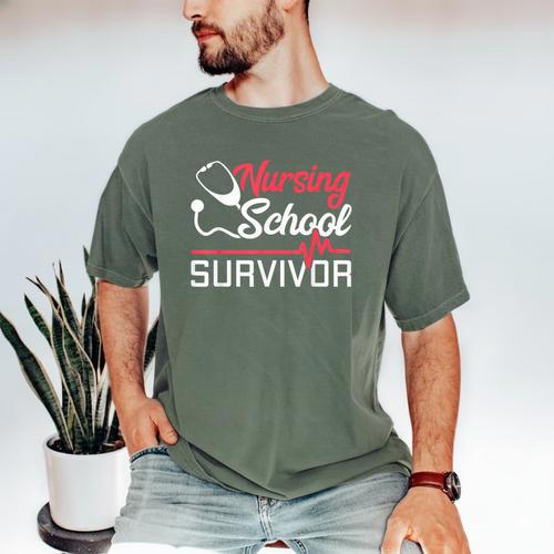 Graduation Shirt For Nurses Nursing School Survivor Tee Men's Comfort Colors T-Shirt - Best Gift Smart
