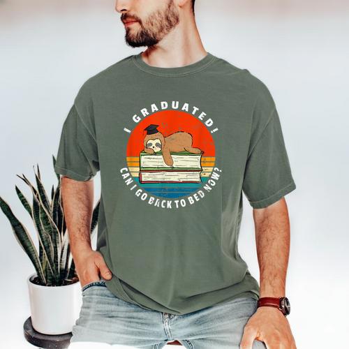 Graduation Sloth Can I Go Back To Bed Now Vintage Men's Comfort Colors T-Shirt - Best Gift Smart