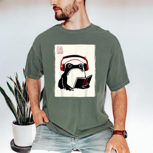 Grumpy Frog Books Music Kawaii Ink Japanese Men's Comfort Colors T-Shirt - Bookorys CA