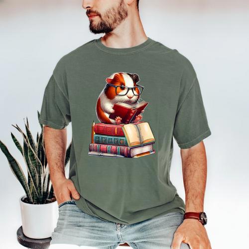 Guinea Pig Reading Books Matching Bookworm Readers Librarian Men's Comfort Colors T-Shirt - Bookorys